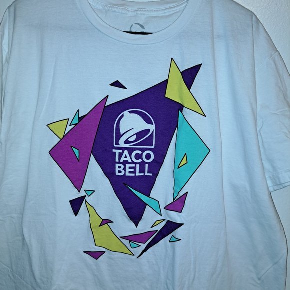 Taco Bell T Shirt Size XL, Retro 80s 90s Look, Geometric Triangles White - Picture 2 of 4